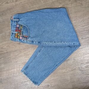 Vintage Bugle Boy Jeans with Colourful Pocket Patches